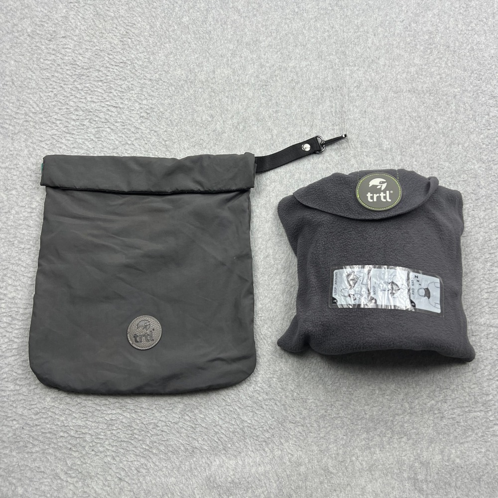 TRTL Travel Airplane Pillow Gray Fleece Neck Support Sleep Wrap Lightweight Bag